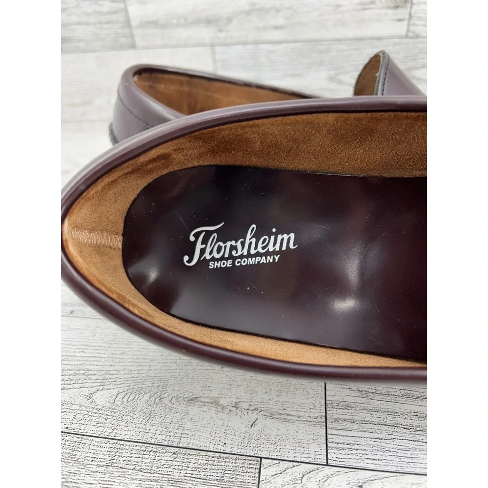 Florsheim Men 17058 Burgundy Leather Penny Loafers‎ Sz 9.5D Slip On Shoes